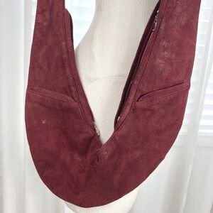 Sash Bag Crossbody Sling Ergonomic Burgundy Utility Bag travel vegan suede